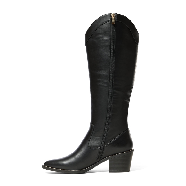 Montana Pointed Toe Knee High Boots - BLACK PU - 3